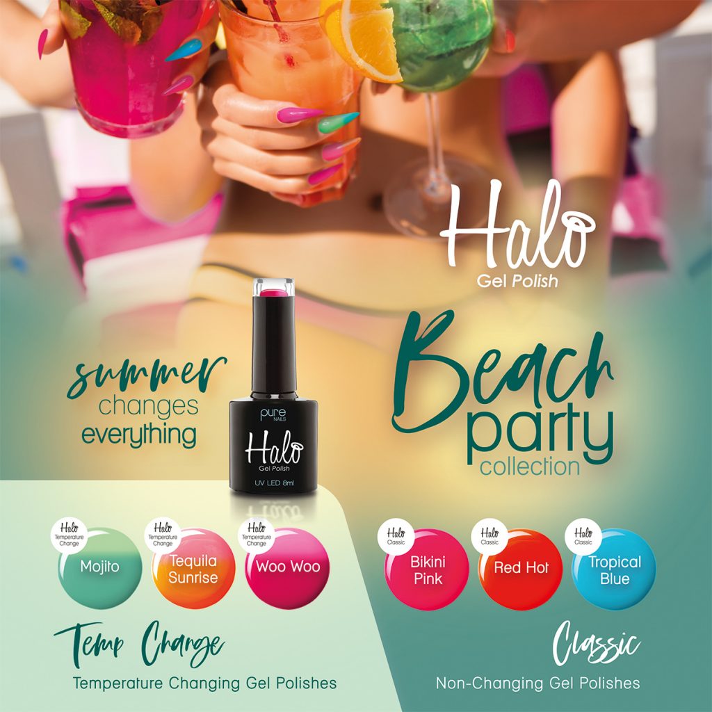 Halo Gel Polish Beach Party Full Set of 6 Colours Nails Beauty UK